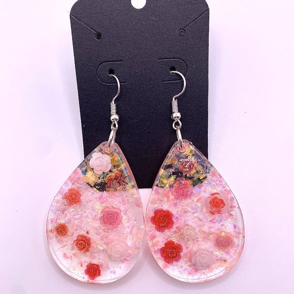 Aye!Lit! Jewelry - Rose Teardrop Earrings- HANDMADE